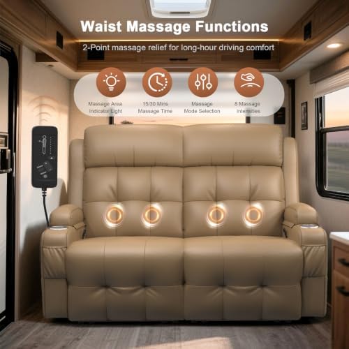 RV Loveseat Recliner Sofa, Wall Hugger Reclining RV Couch - Image 4