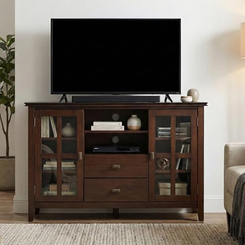 SIMPLIHOME Artisan 53" Wide Solid Wood TV Stand in Russet Brown - Image 2