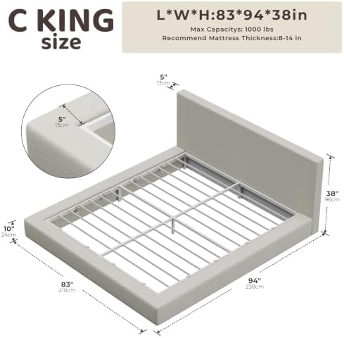 RECCI AirFrame California King Upholstered Bed Frame - Image 2