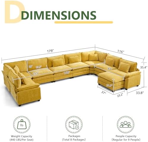 Oversized Modular Sectional Sofa Set, Convertible Deep Seat Cloud Couch - Image 2