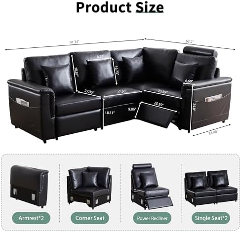 RARZOE Faux Leather Sectional Sofa - Image 2