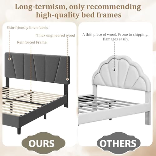 Queen Size Upholstered Platform Bed Frame - Image 6
