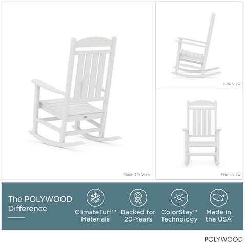 POLYWOOD Presidential Rocking Chair in White - Image 3