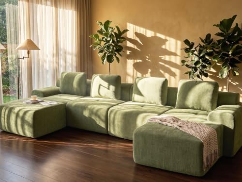 159" U Shaped Oversized Cloud Couch, Comfort Boneless Sectional Couches by VYUXWO