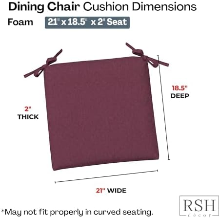 RSH DECOR Sunbrella Foam Chair Cushions Set of 2 | 21x18.5x2 | All-Weather - Image 3