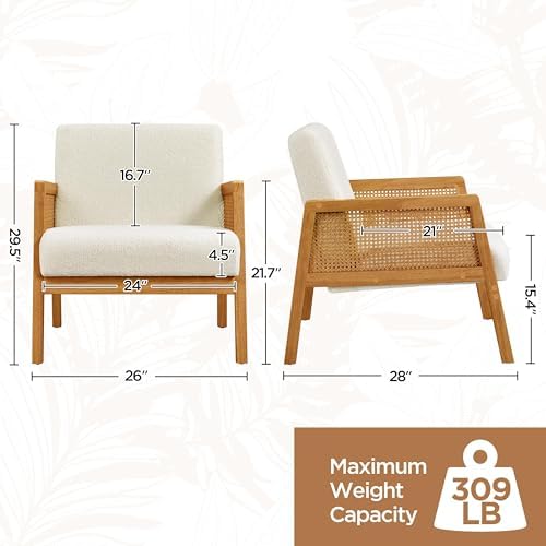 Yaheetech Rattan Accent Chair, Boho Vintage Armchair - Image 3