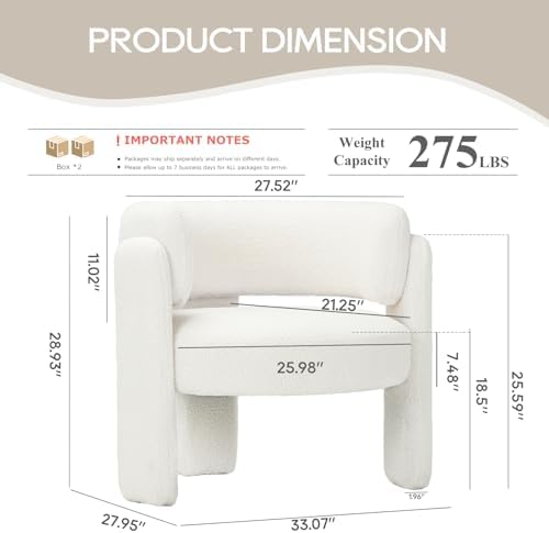 COLAMY Modern Accent Chair, Upholstered Barrel Chair - Image 2