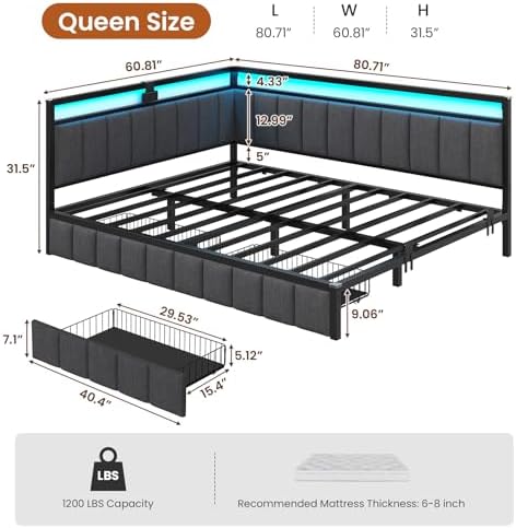 Hasuit Queen Corner Bed Frame - Image 3