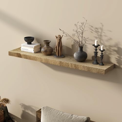 Acovy 48" Unfinished Solid Reclaimed Wood Floating Shelves, Rustic Heavy-Duty - Image 2