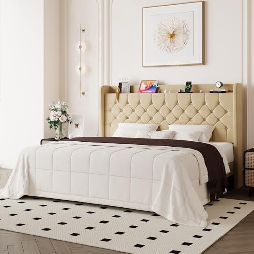 Allewie King Size Bed Frame, Storage Headboard & Charging Station - Image 3