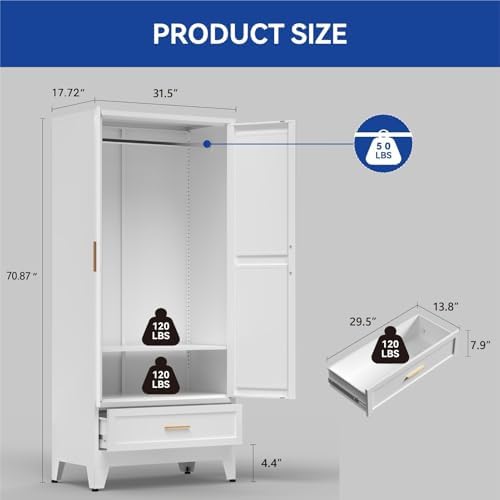 COFaR Metal Armoire Wardrobe Closet - Image 3