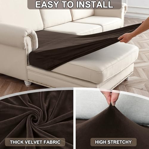 NAISI Waterproof Couch Cushion Covers Thick Velvet Fabric Washable Sofa - Image 5