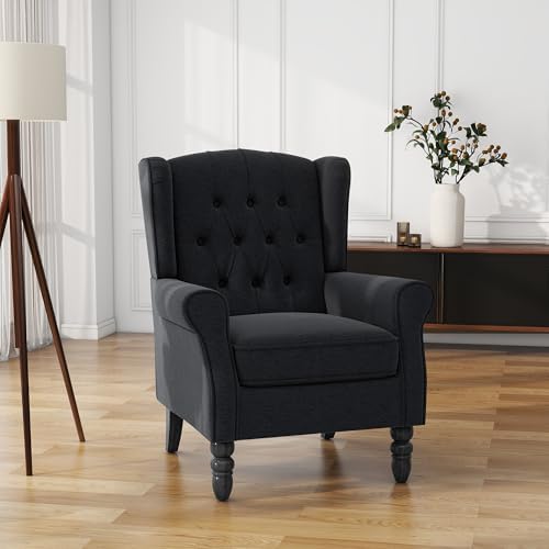 High Back Accent Chair, Upholstered Wingback Armchair by UIXE