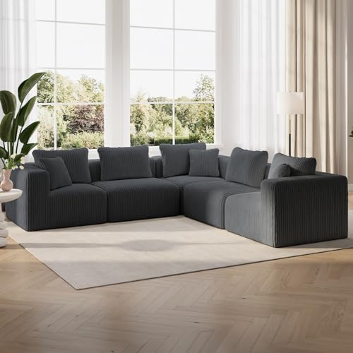 Novilla 106" Modular Sectional Sofa, V Shape Sectional Couch, Modern Cloud by Novilla