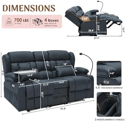 Redlife Power Loveseat Recliner Sofa - Image 2