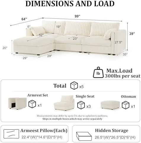 99" Cloud Modular Sectional Sofa - Image 2