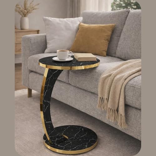 Luxury C Shaped Golden Effect Side Table - Image 6