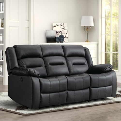 EBELLO Faux Leather Power Electric Reclining Sofa, Overstuffed Comfortable by EBELLO