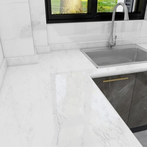 Glossy White Marble Contact Paper - Image 2