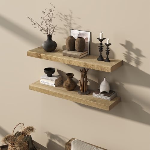 Acovy 36" Unfinished Solid Reclaimed Wood Floating Shelves, Rustic Heavy-Duty - Image 2