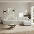 Modern Sectional Linen Couch for Living Room L-Shape Sofas, 5 Seat Modular by Gtilzria