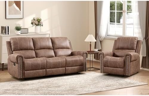 CANMOV 2 Piece Faux Leather Manual Recliner Sofa Set by CANMOV