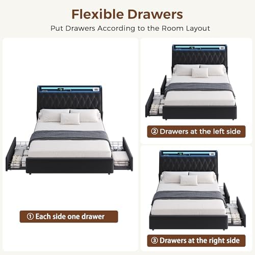 Queen LED Velvet Bed Frame - Image 7