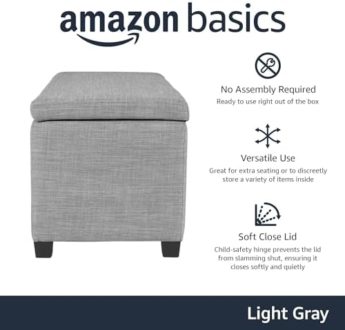 Amazon Basics Upholstered Storage Ottoman Bench - Image 4