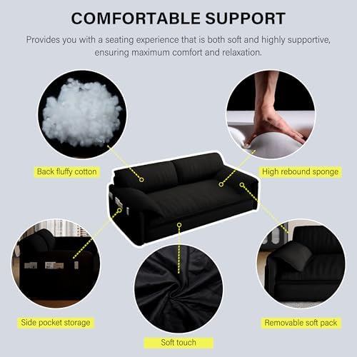 66" Sleeper Sofa Bed Queen Size, Pull Out Convertible Velvet Couch - Image 5