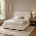 HOMBCK Full Bed Frame, Cream Boucle Upholstered Platform Bed by HOMBCK