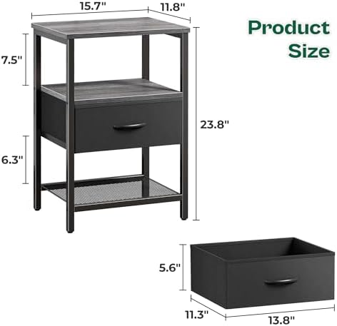 Huuger Nightstand Set of 2, Night Stand - Image 3