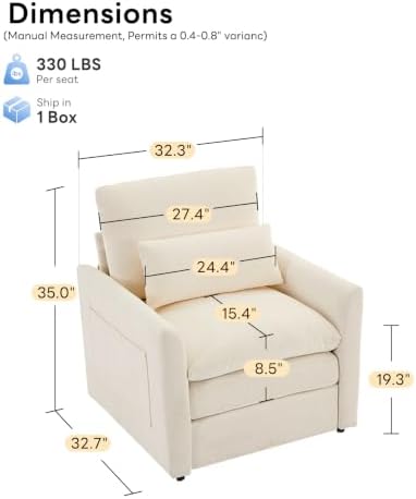 Iroomy Modern Accent Armchair – Cloud-Like Single Sofa - Image 2