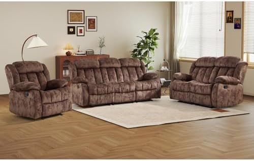 EBELLO Manual Reclining Sofa Set, Classic Recliner Sofa - Image 6