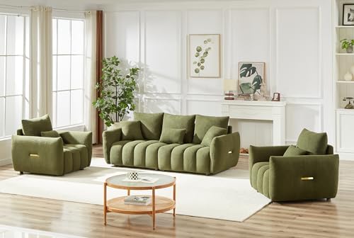 Antetek Set of 3 Teddy Fabric Sofa - Image 3