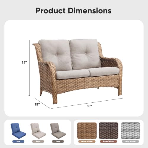 Belord Patio Sofa Luxury PE Wicker Loveseat - Image 2