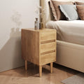 Nightstand with 3 Drawers Narrow Night Stand Solid Wood Bedside Table Mid by IUNVR