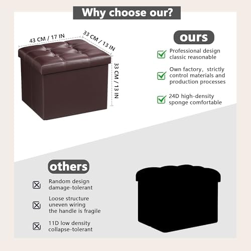 AmasSmile Ottoman with Storage, Folding Stool - Image 3