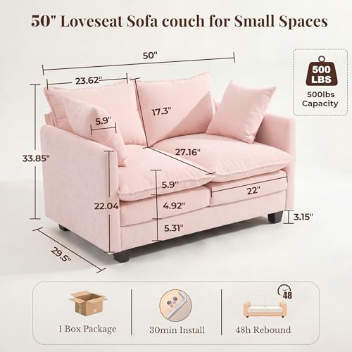 KYJ Loveseat Sofa, Cloud Love Seat Couch 3 Layer Cushion - Image 2