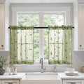 MIULEE Sage Green Sheer 30x36 Inches 2 Panels Embroidered Leaf Patterned by MIULEE