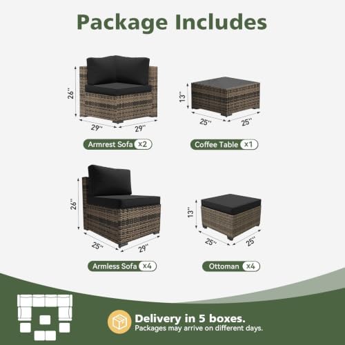 Aoxun Patio Furniture Sets, 11-Piece Outdoor Furniture - Image 3