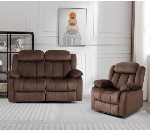 EBELLO Manual Reclining Sofa Set, Classic Recliner Sofa - Image 6