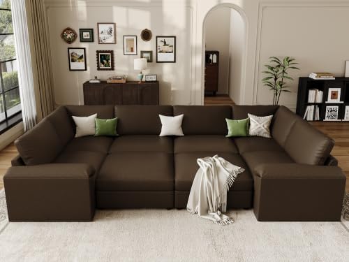 EASE MOOSE Faux Leather Couch Bed, Sectional Sofa Sleeper, Deep Brown by EASEMOOSE