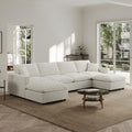 Modern Sectional Linen Couch for Living Room U-Shape Sofas, 6 Seat Modular by Gtilzria