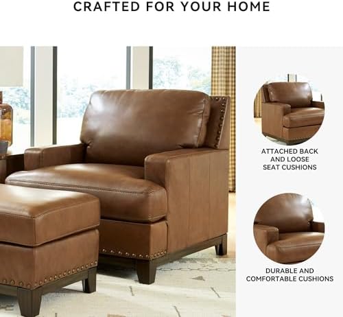 Signature Design by Ashley Oversized Brown Leather Accent Chair - Image 5