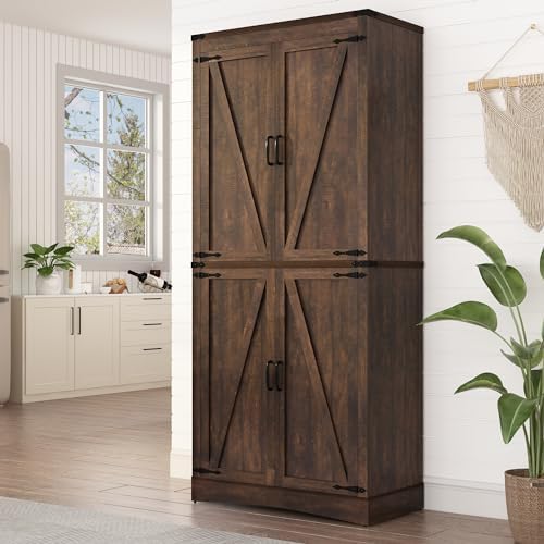 chartustriable 71in Farmhouse Kitchen Pantry Cabinet, Tall Storage Cabinet by chartustriable