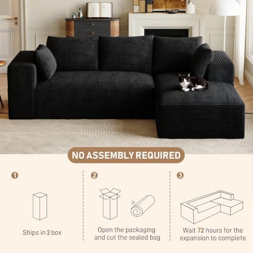 ONEMMLION 107" L-Shaped Cloud Boneless Couch Sofa - Image 6