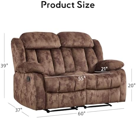 EBELLO Reclining Loveseat, Classic and 2 Seat Recliner Couch - Image 2