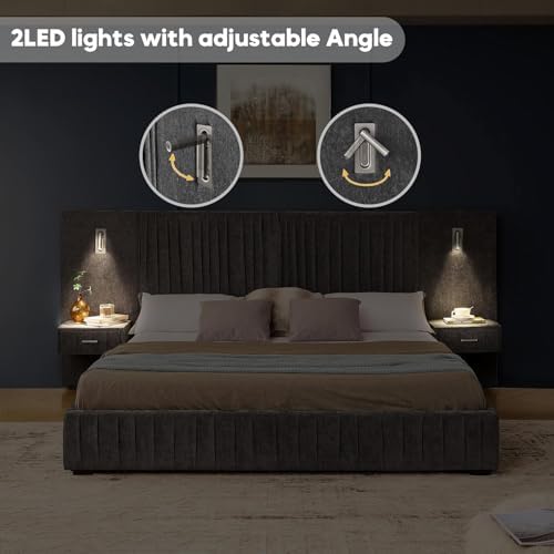 Queen Size Chenille Platform Bed - Image 6