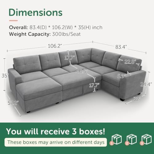 HONBAY Sectional Sleeper Sofa - Image 2