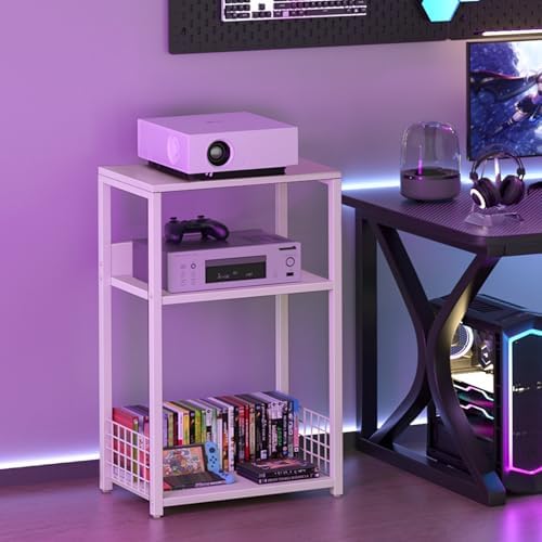 LELELINKY Large White Record Player Stand, 3 Tier 18" Wide Big End Table - Image 6